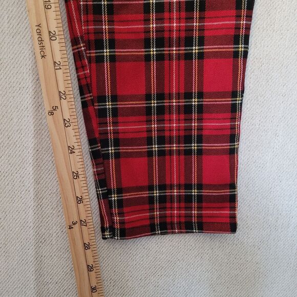 Hot Topic Plaid Split Leg Pants Removable chain Academia Medium Tartan Red Black - Picture 9 of 14